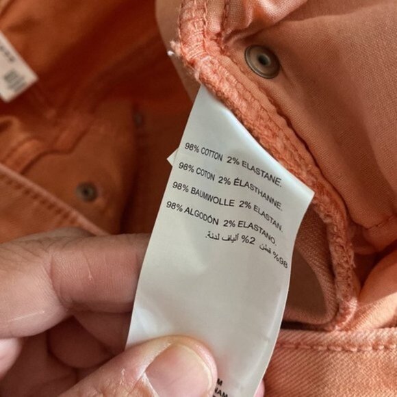 Addition Elle Women Salmon/Orange Vintage Wear Denim Biker Short size 10 - Picture 9 of 10